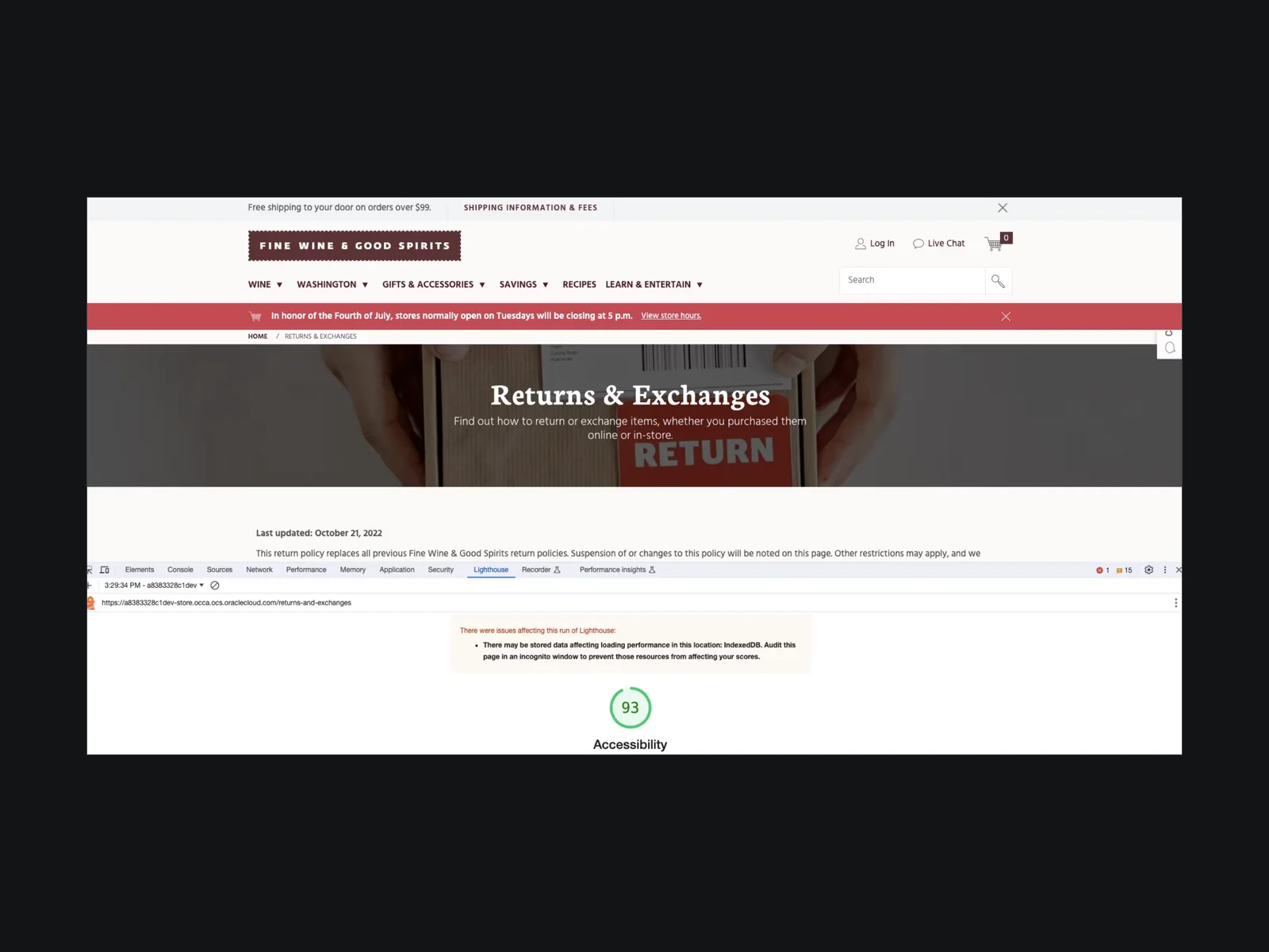 Fine Wine & Good Spirits storefront header, the public e-commerce site of the Pennsylvania Liquor Control Board.